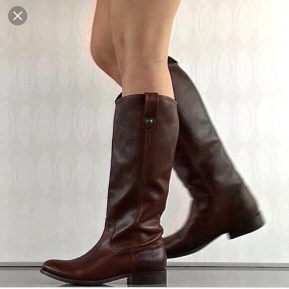 Frye Shoes - FRYE Melissa Button Leather Tall Riding Boots Brown Western Size 7.5 B H14440